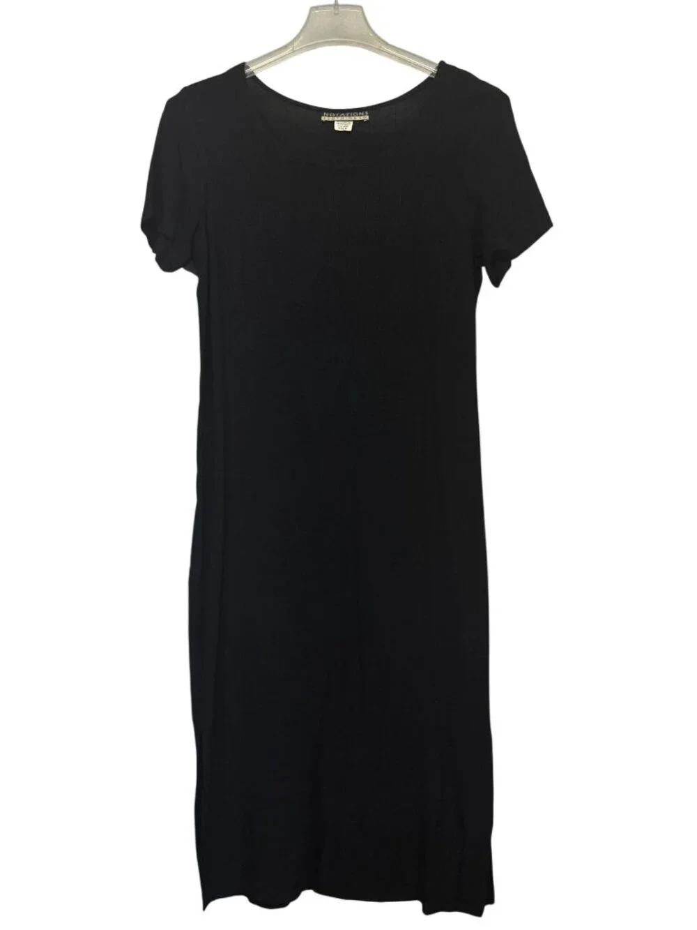 Notations Womens Black Midi Dress With Patterned Button Down Vest Size M - Picture 5 of 14